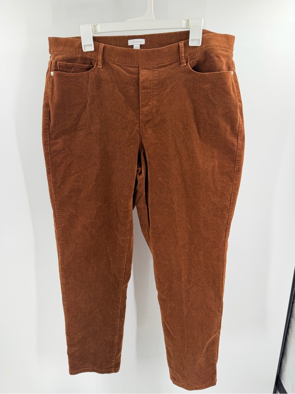 J.Jill Corduroy Brown Pull On Straight Leg Pant Cotton Size XL boho western